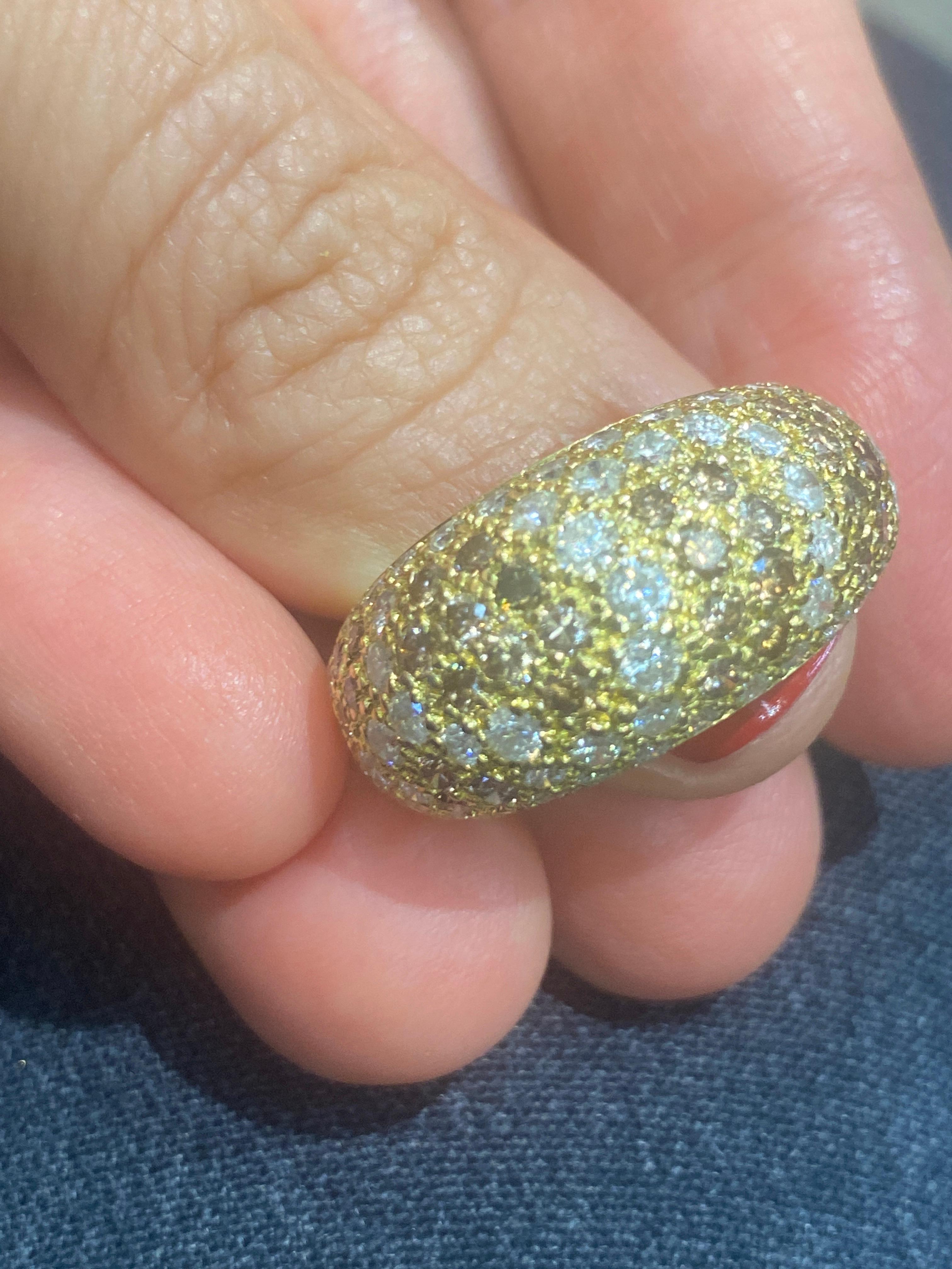 Cartier white, light yellow and mixed brown fancy diamond bombe ring For Sale 3
