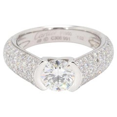 Cartier White Platinum Engagement Ring with 1.02 Carat Round Diamonds G VS2 GIA