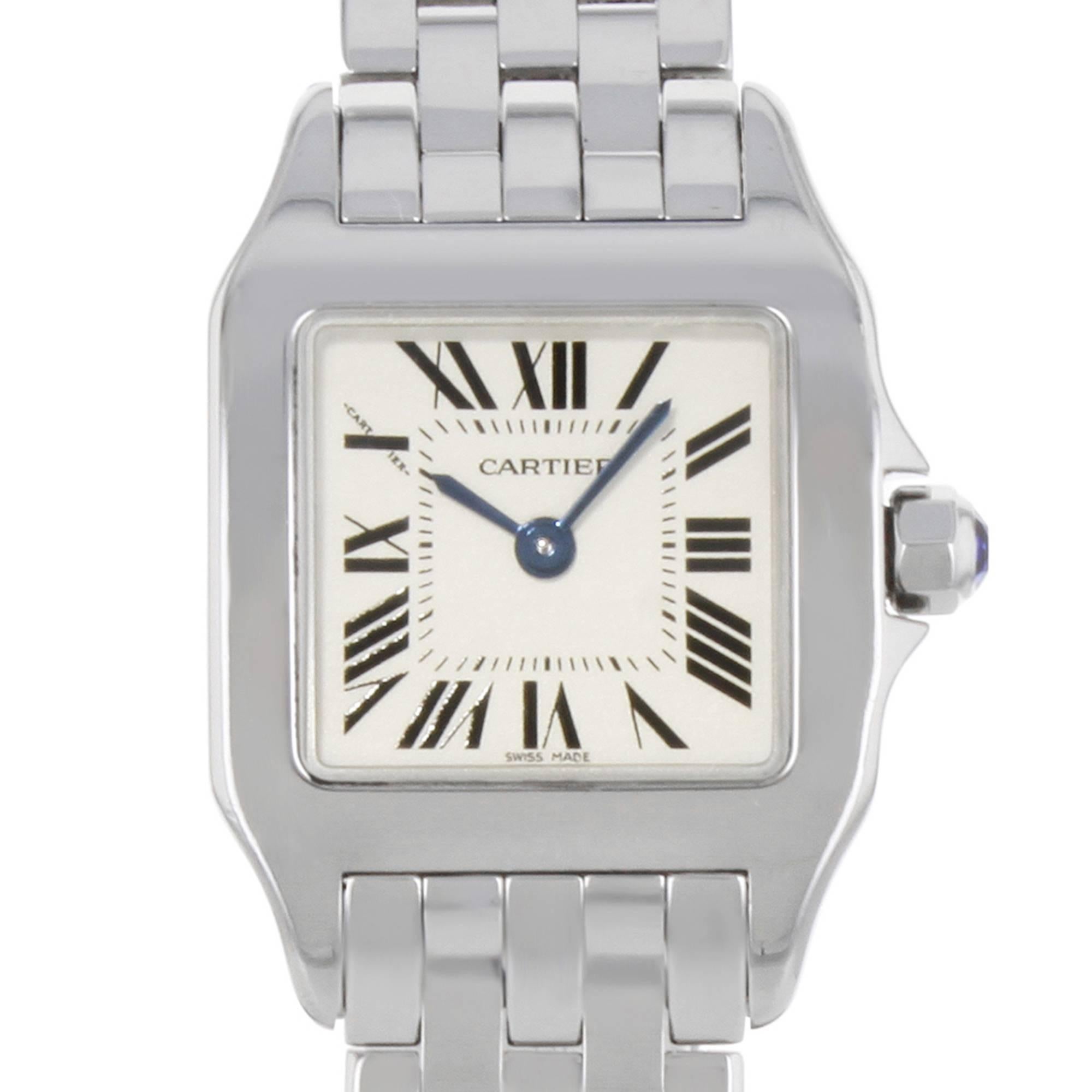 Brand: Cartier
Series: Santos 
Model Number: W25064Z5 
Case Material: Stainless Steel
Case Shape: Square
Case Diameter: 20 mm
Case Thickness: 5.5 mm
Bezel Type: Fixed
Bezel Features: 
Bezel Material: Stainless Steel
Dial Color: White
Display: