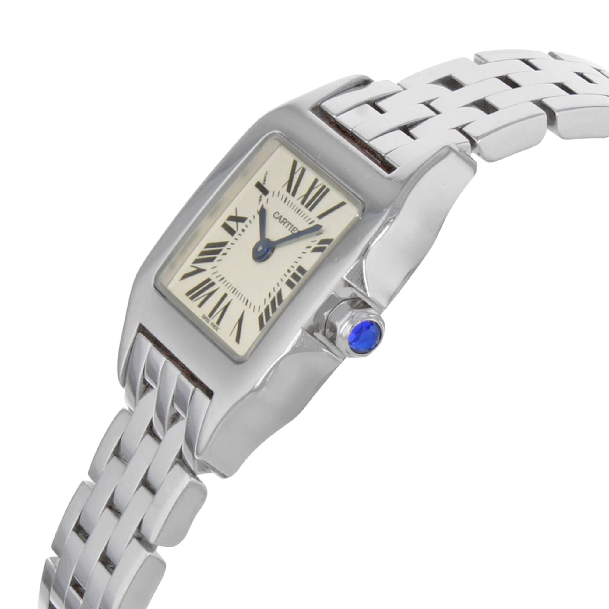 Cartier Stainless Steel Santos Demoiselle White Dial Quartz Wristwatch   In New Condition In New York, NY