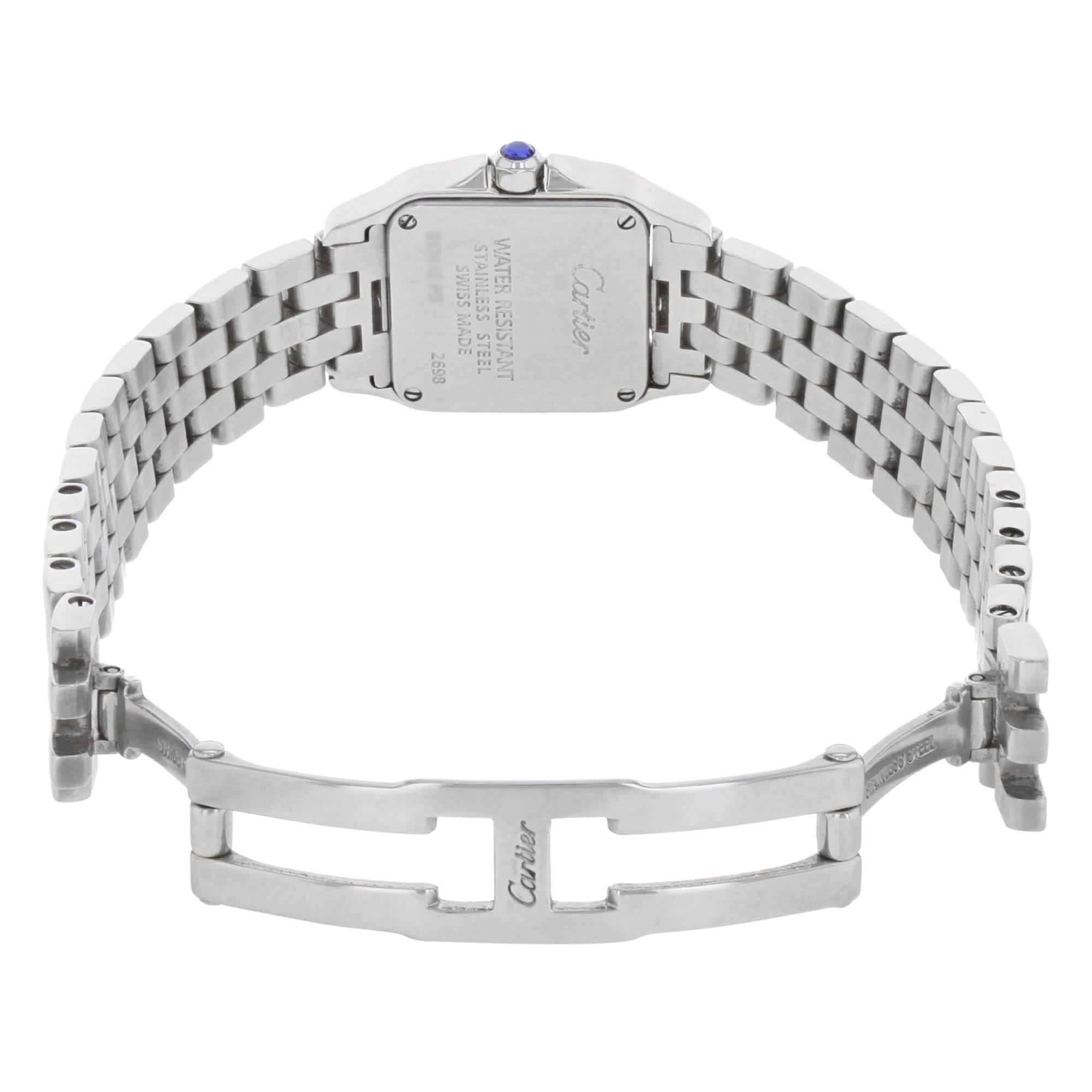 Cartier Stainless Steel Santos Demoiselle White Dial Quartz Wristwatch   1