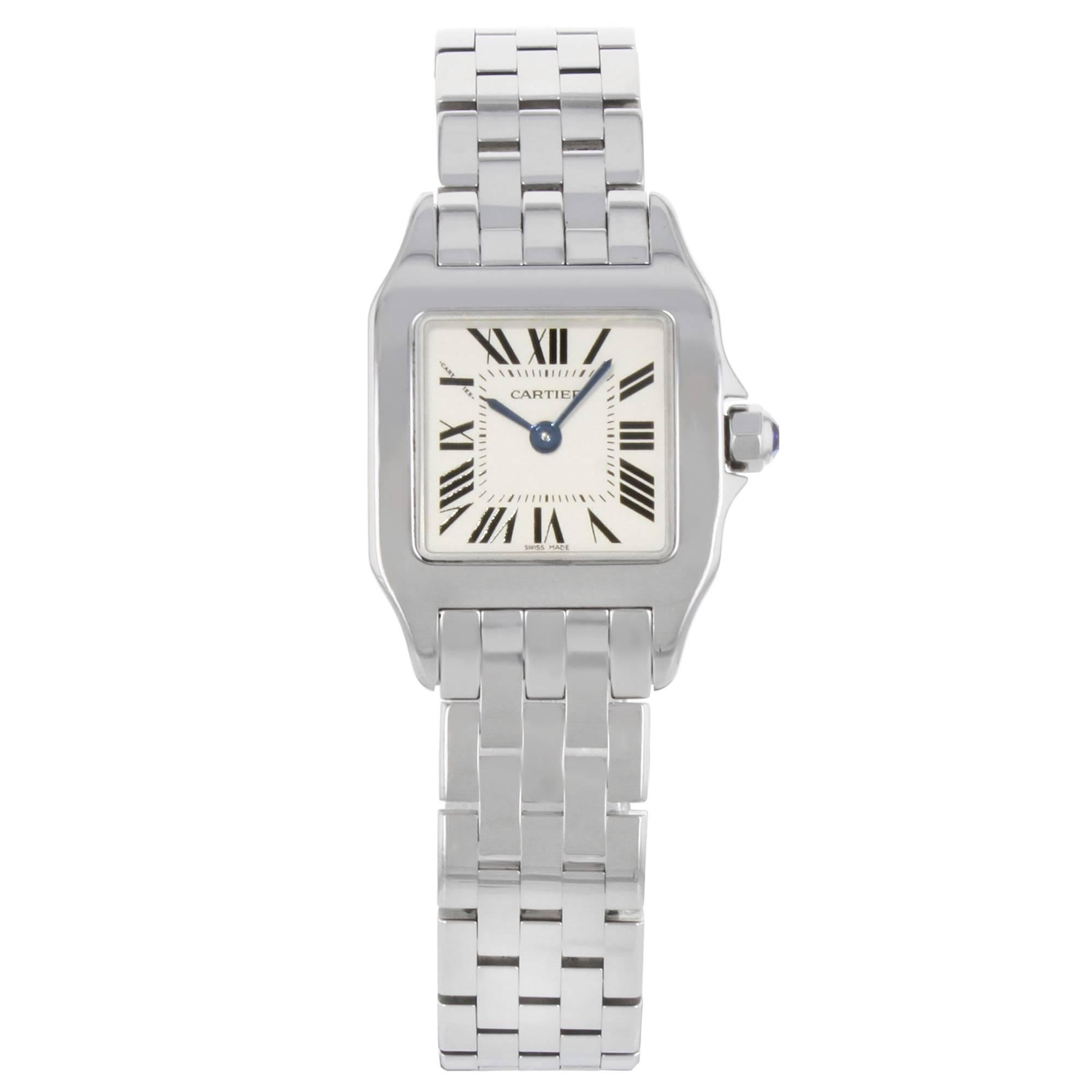 Cartier Stainless Steel Santos Demoiselle White Dial Quartz Wristwatch  