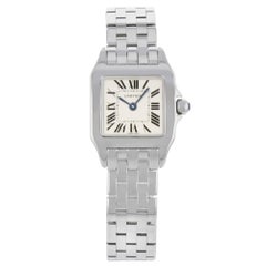 Cartier Stainless Steel Santos Demoiselle White Dial Quartz Wristwatch
