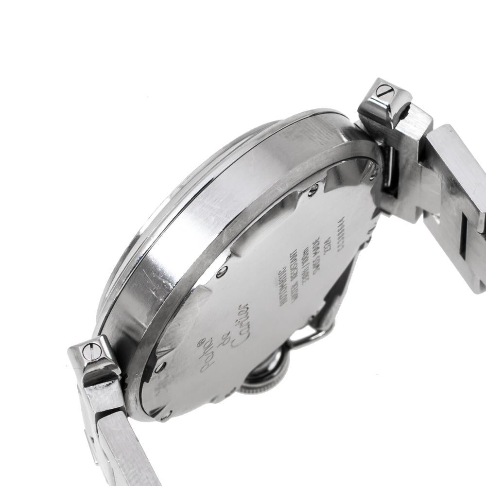 Contemporary Cartier White Stainless Steel Pasha de Cartier 2324 Women's Wristwatch 35 mm