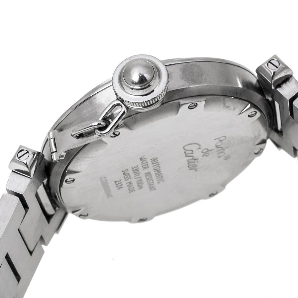 Cartier White Stainless Steel Pasha de Cartier 2324 Women's Wristwatch 35 mm In Good Condition In Dubai, Al Qouz 2