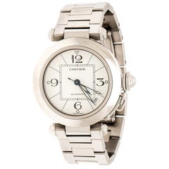Cartier White Stainless Steel Pasha de Cartier 2324 Women's Wristwatch 35 mm