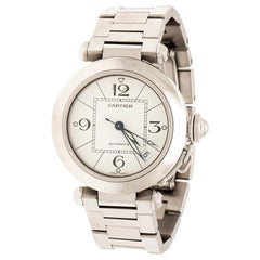 Cartier White Stainless Steel Pasha de Cartier 2324 Women's Wristwatch 35 mm