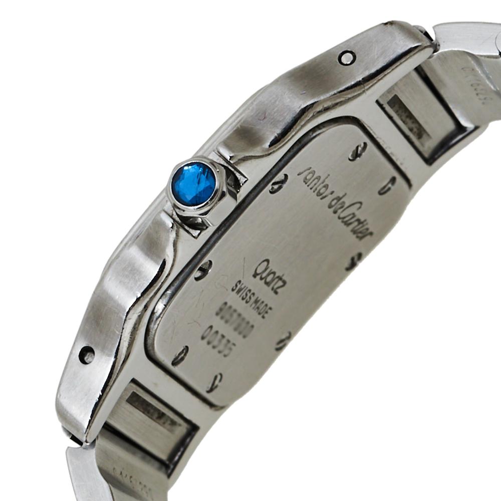 Cartier White Stainless Steel Santos Galbee 9057930 Women's Wristwatch 24MM In Good Condition In Dubai, Al Qouz 2
