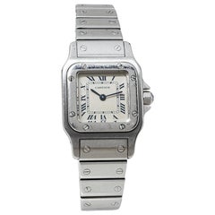 Cartier White Stainless Steel Santos Galbee 9057930 Women's Wristwatch 24MM