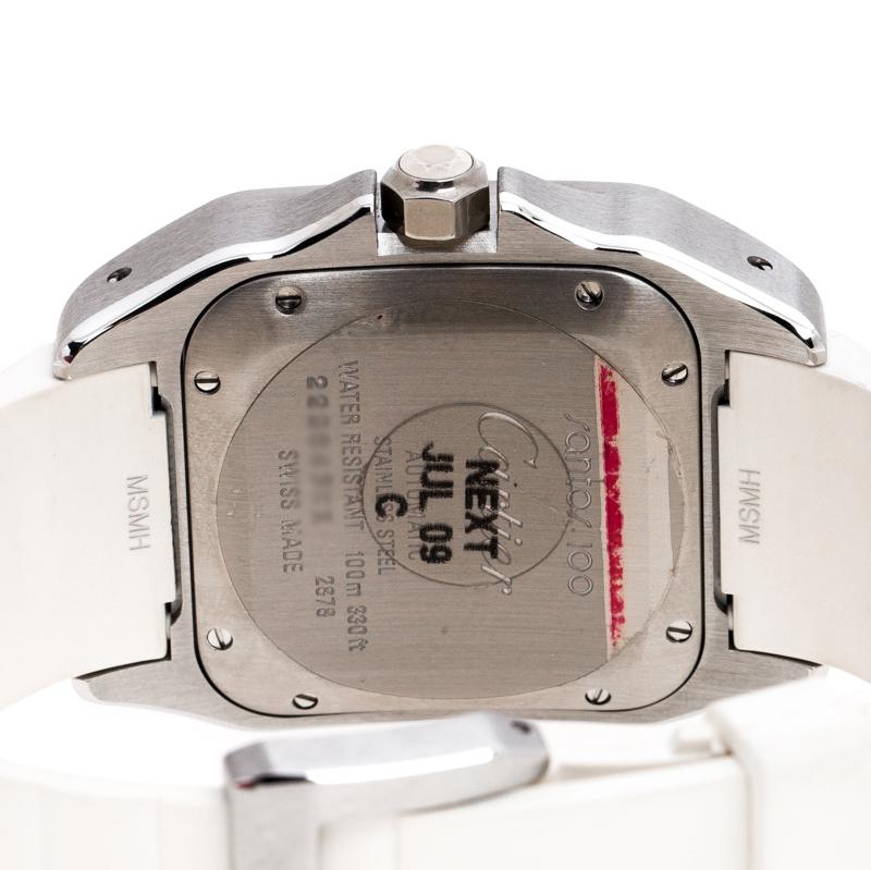 Cartier White Stainless Steel Santos Women's Wristwatch 33 mm 2
