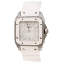 Cartier White Stainless Steel Santos Women's Wristwatch 33 mm