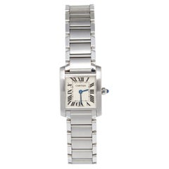 Cartier White Stainless Steel Tank Francaise 2384 Women's Wristwatch 20 mm