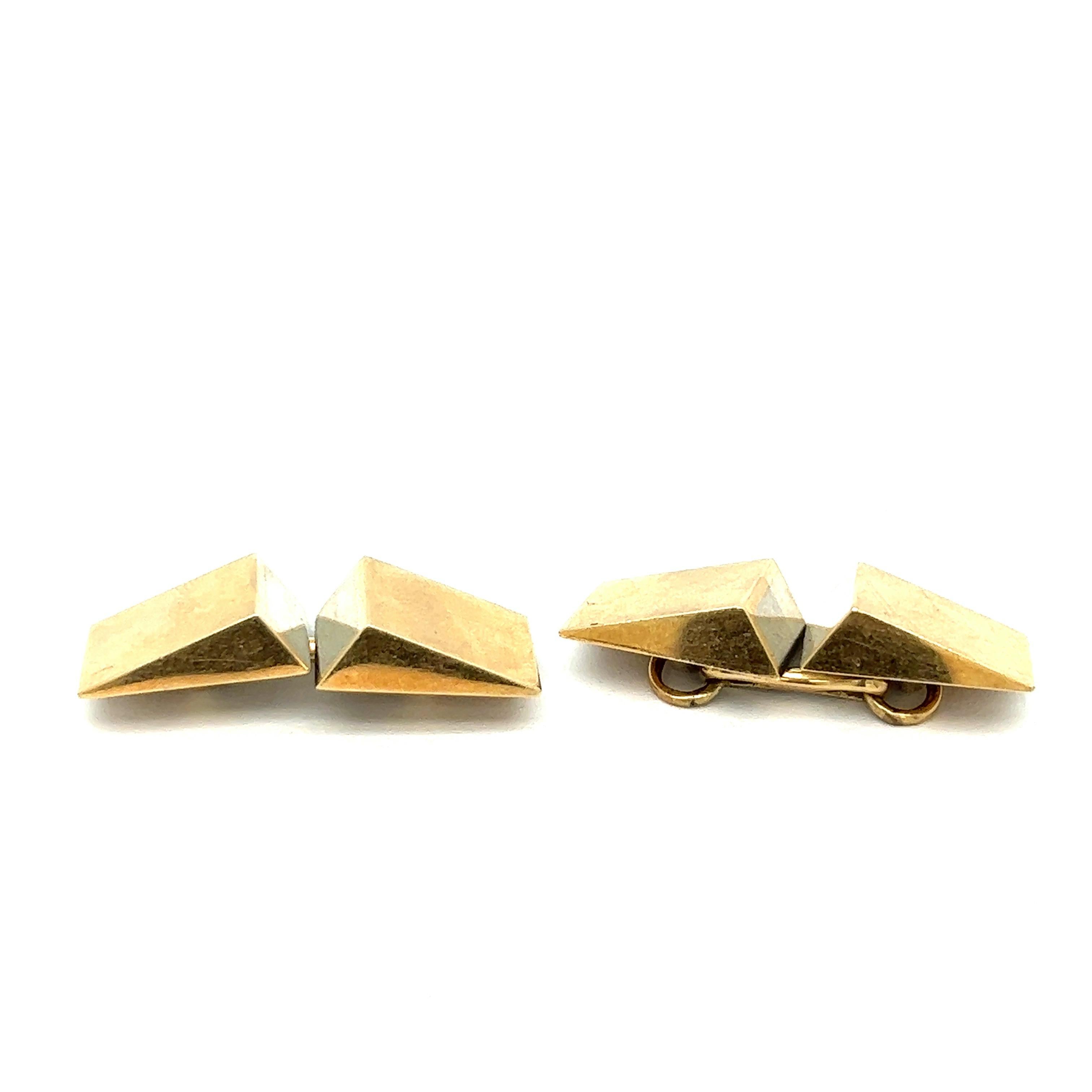 Cartier White & Yellow Gold Cufflinks In Excellent Condition For Sale In New York, NY