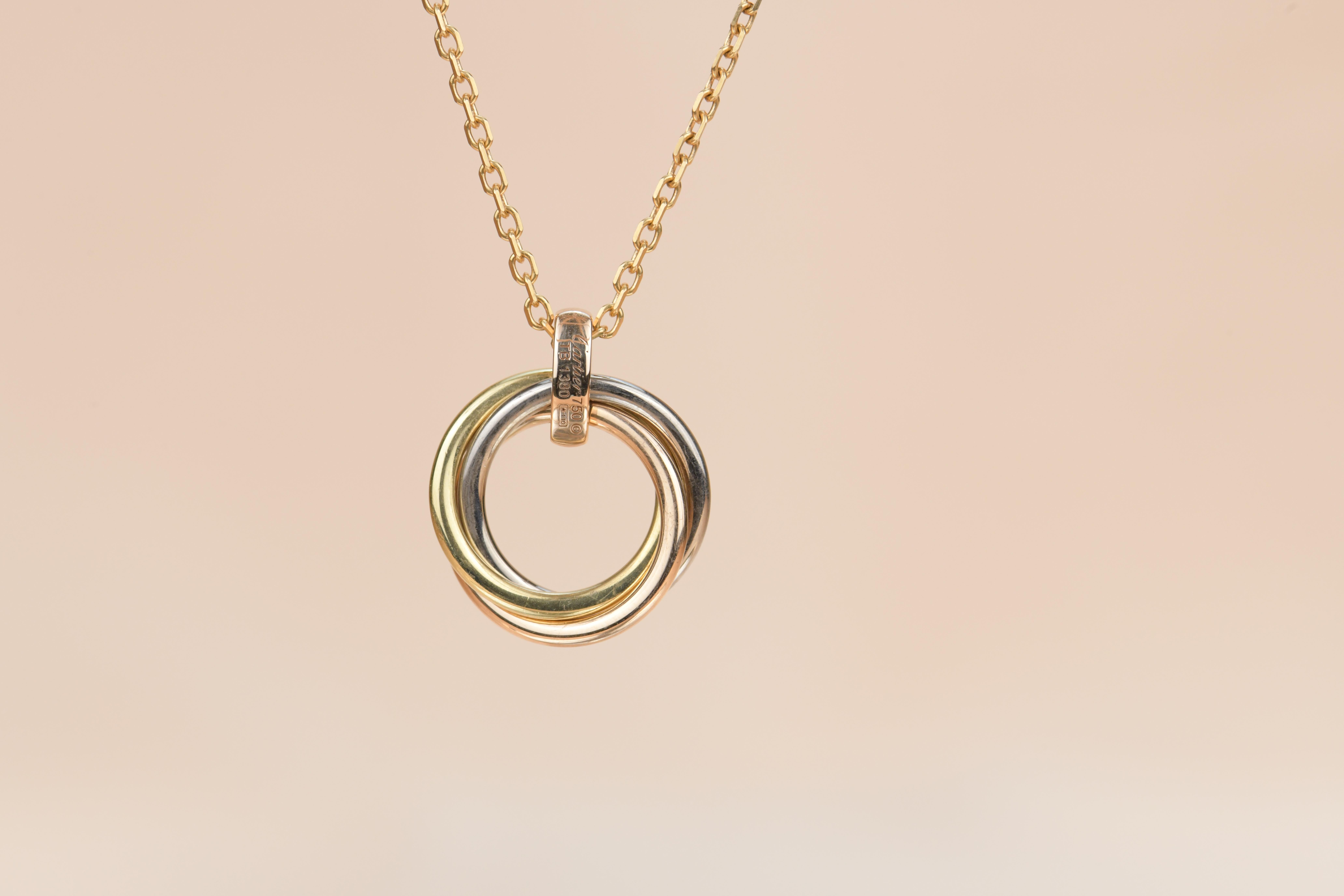 Cartier White, Yellow, Rose Gold and Diamond Trinity Pendant Necklace 2