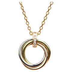 Cartier White, Yellow, Rose Gold and Diamond Trinity Pendant Necklace