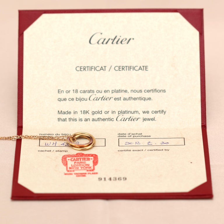 Cartier White, Yellow, Rose Gold and Pink Sapphire Trinity Pendant ...