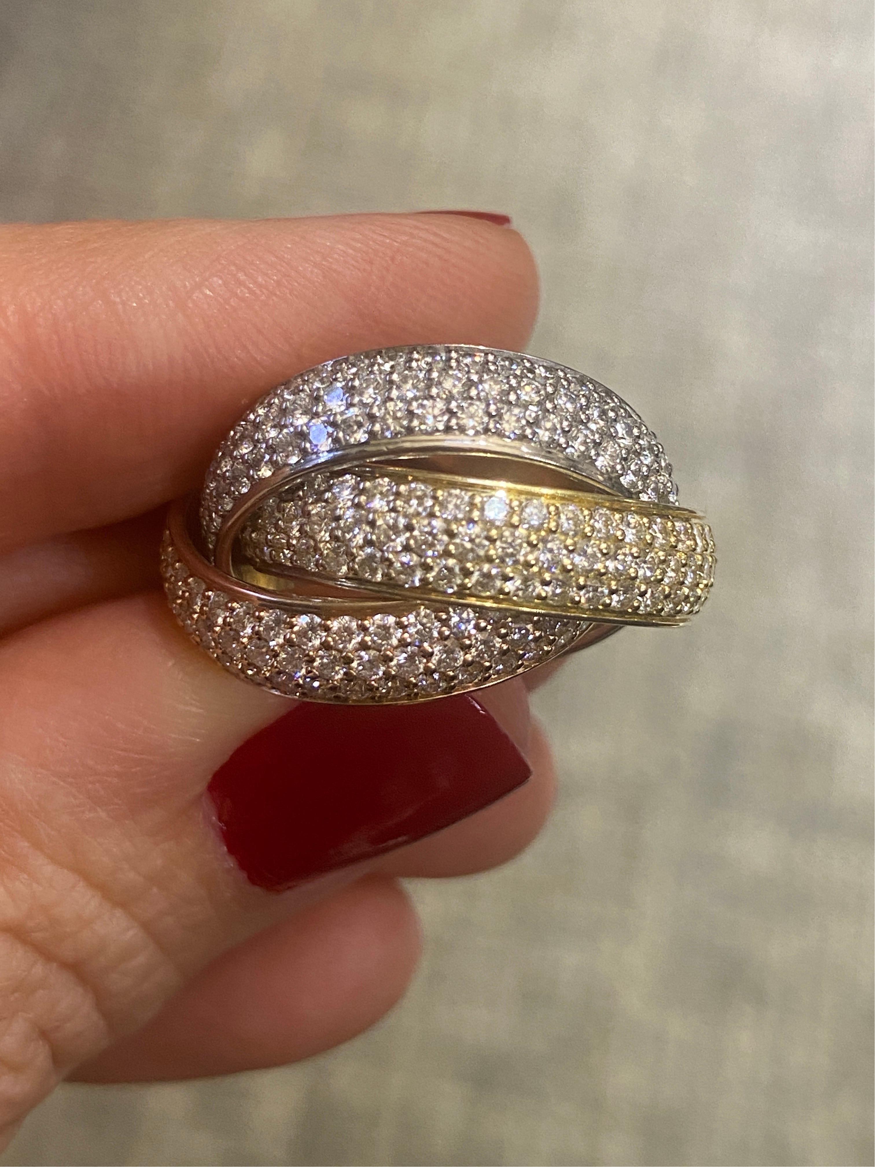 Cartier wide diamond pave Trinity ring circa 1980s In Excellent Condition In London, GB