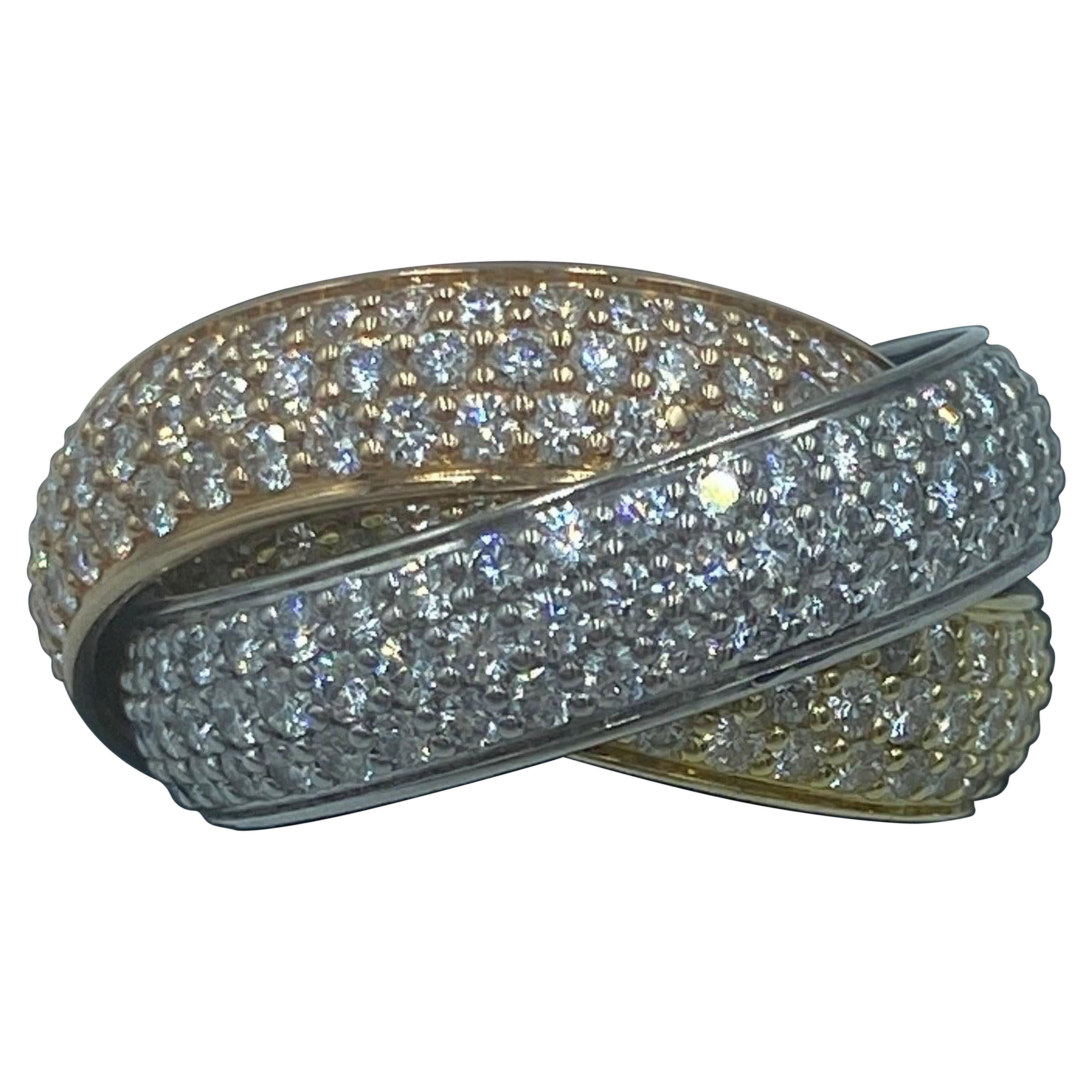 Cartier wide diamond pave Trinity ring circa 1980s