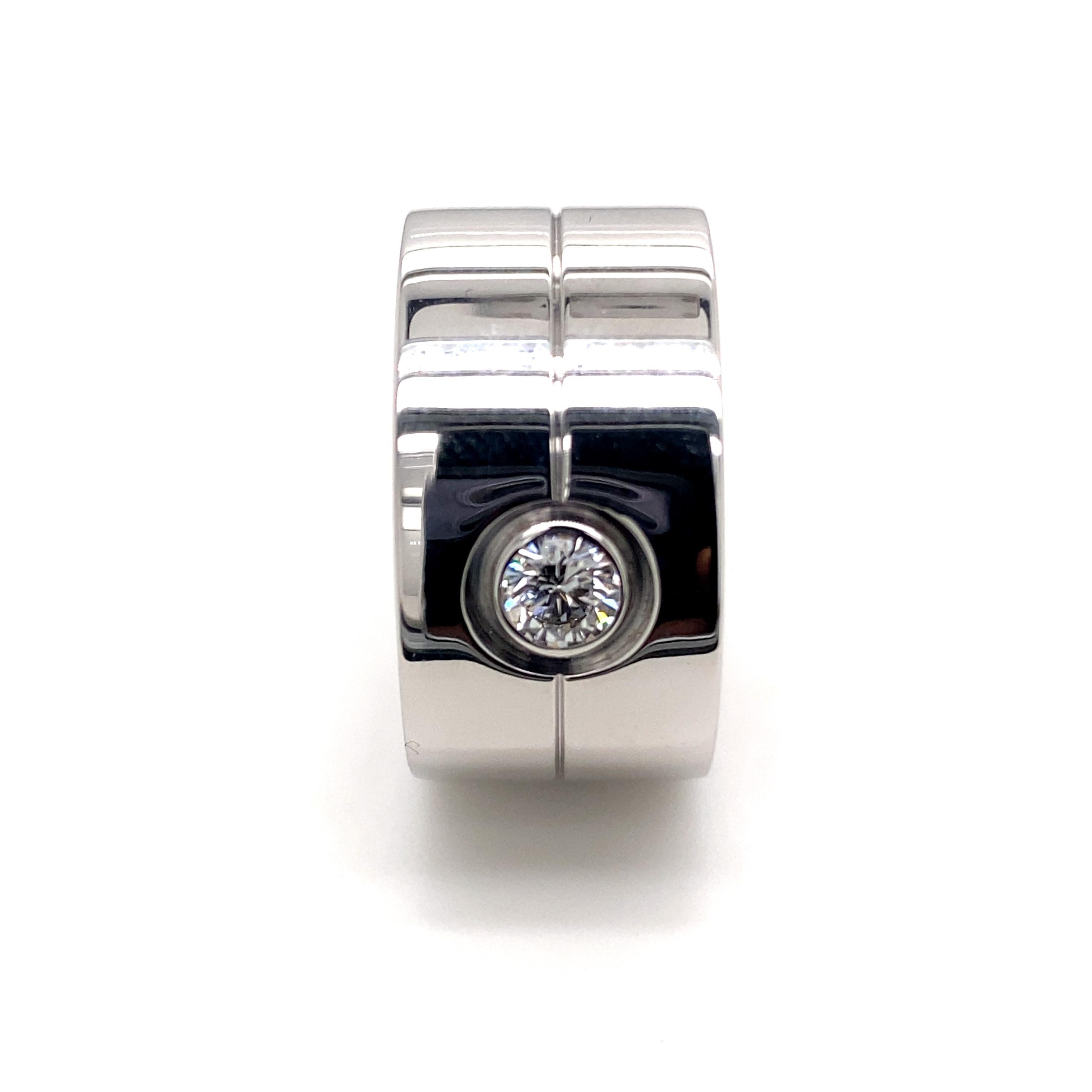 Modern Cartier Wide Love 18 Karat White Gold Diamond Ring For Sale