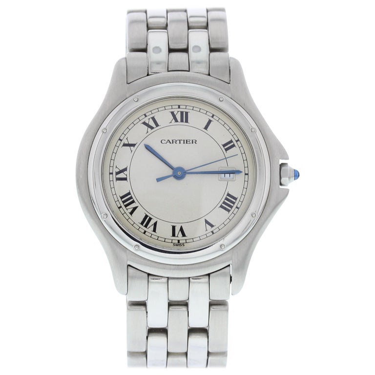 Cartier with Band, Stainless-Steel Bezel and Off-White Dial For Sale at ...