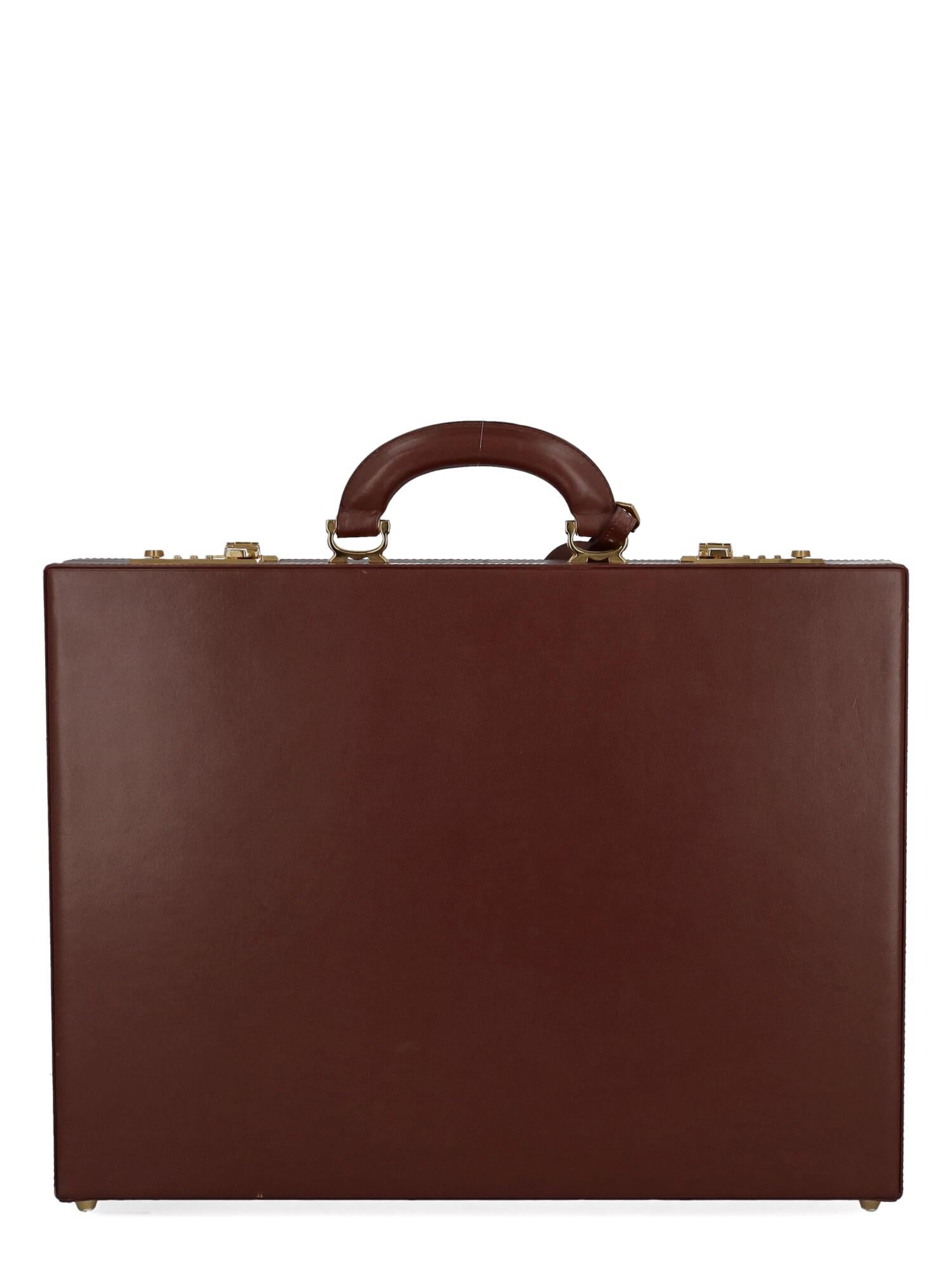 Brown Cartier Women Briefcase Burgundy Leather  For Sale