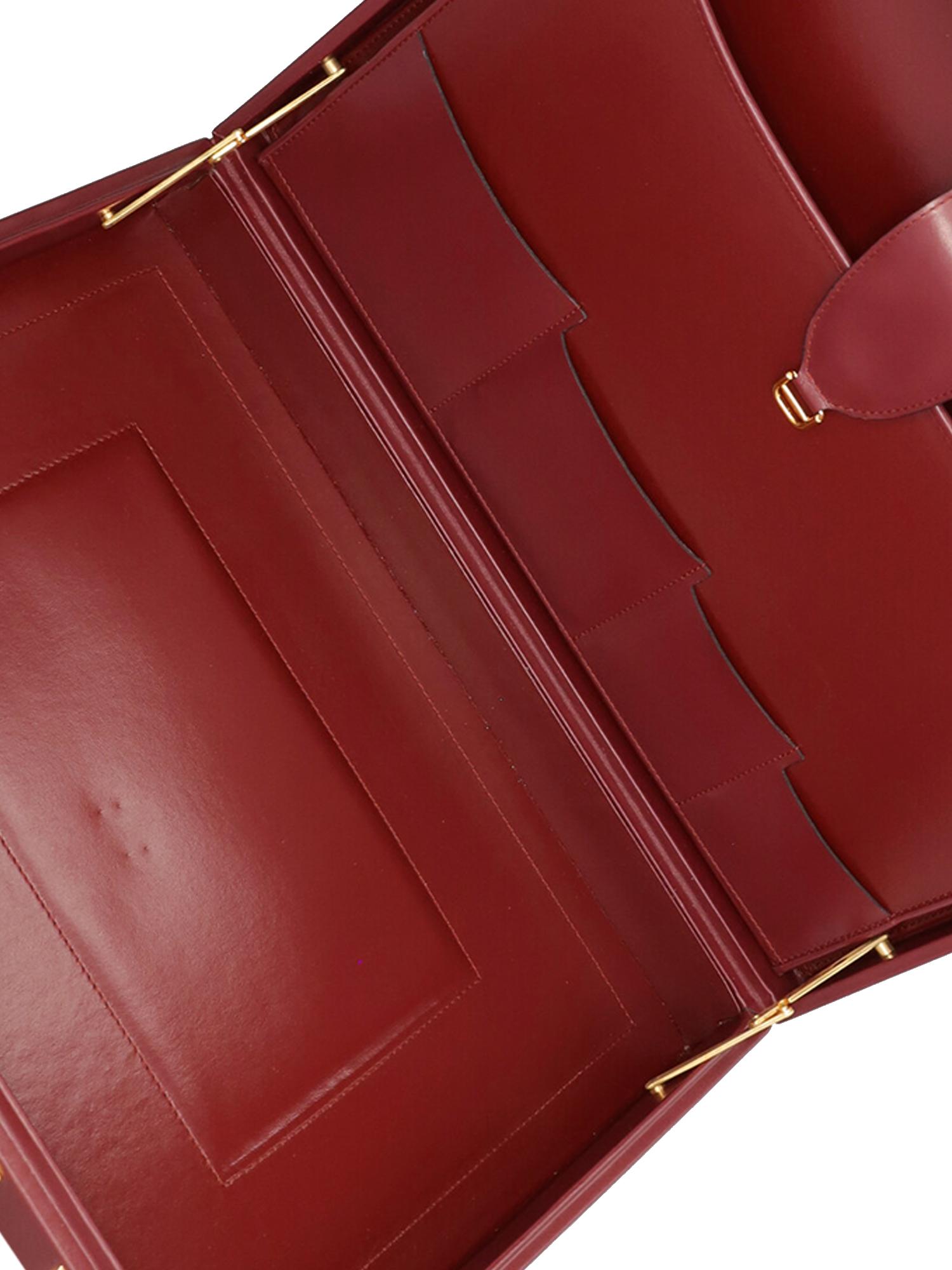 Women's Cartier Women Briefcase Burgundy Leather  For Sale
