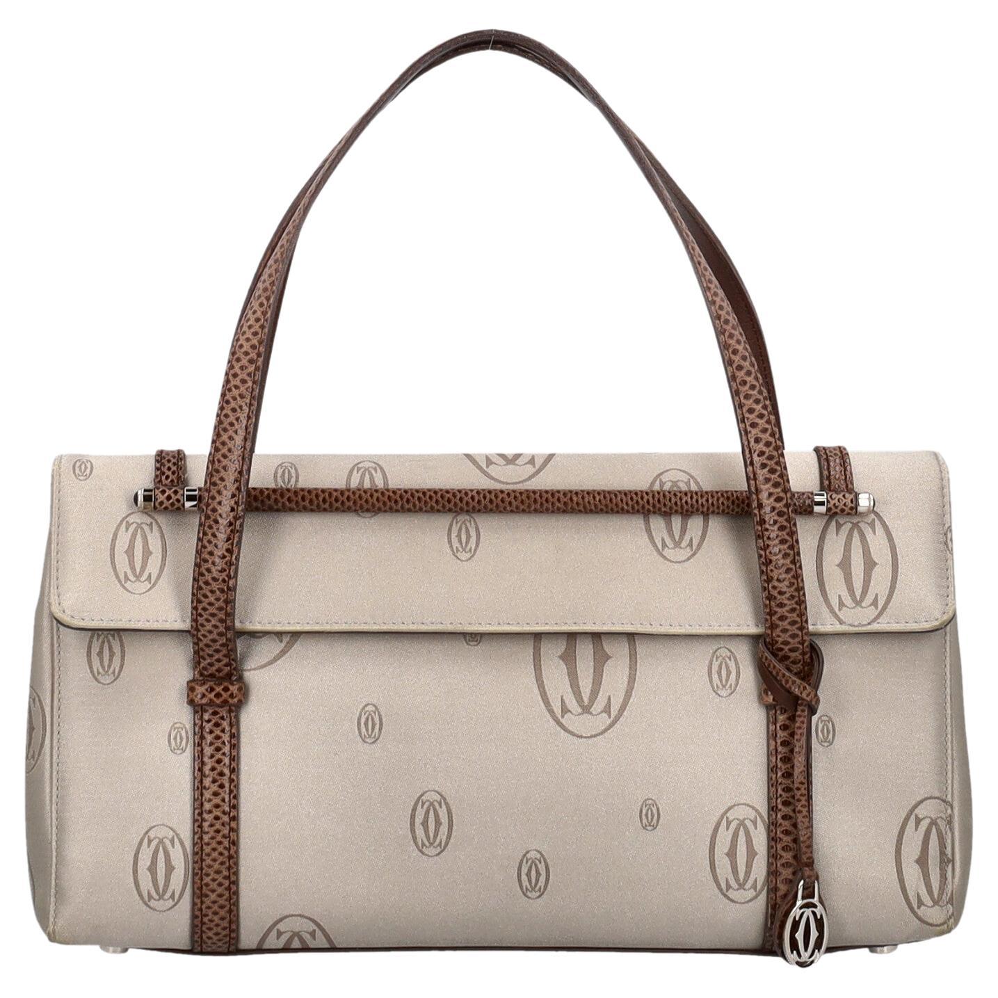 Cartier Women Handbags Beige Fabric  For Sale