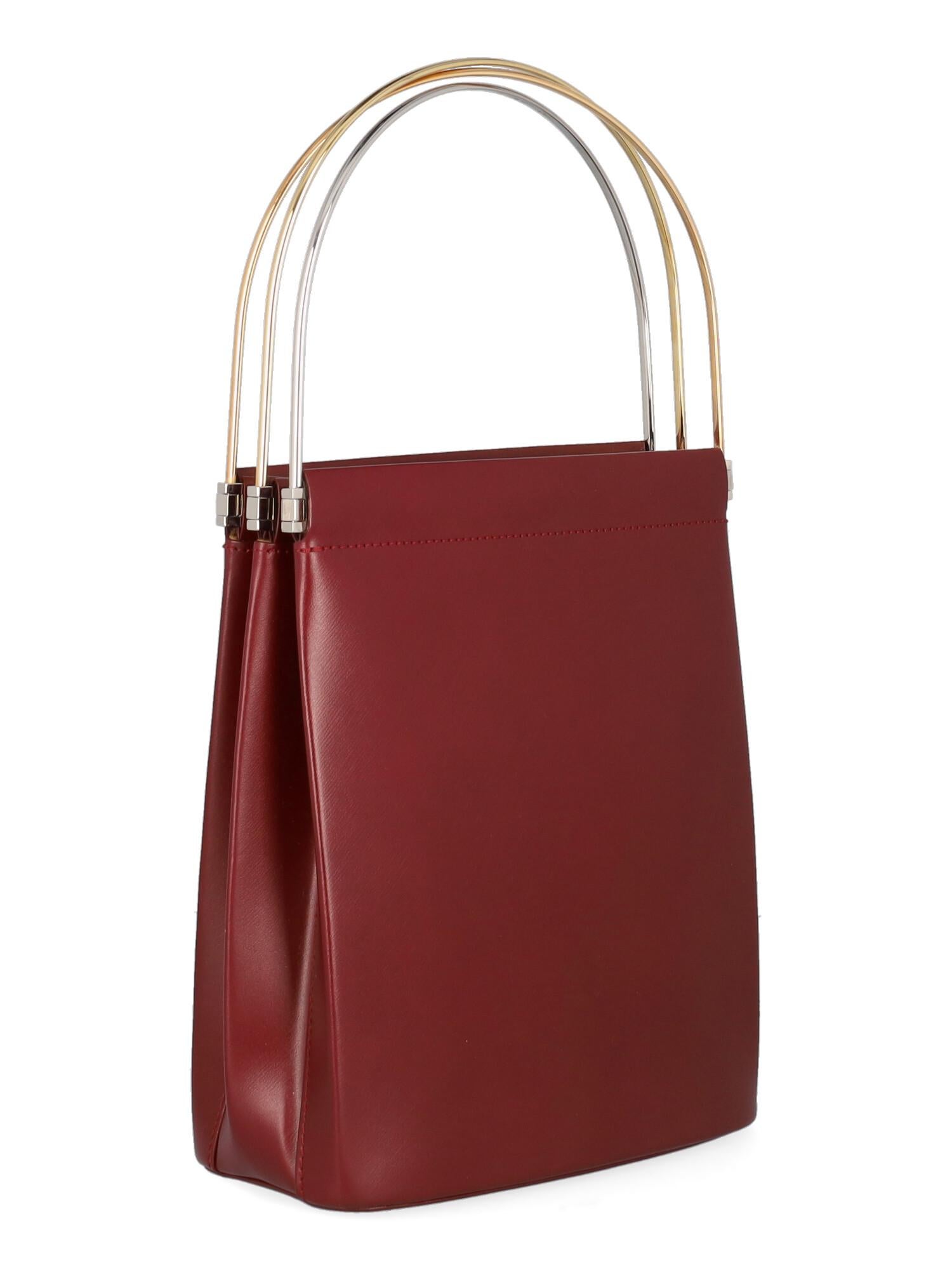 Brown Cartier Women Handbags Burgundy Leather  For Sale
