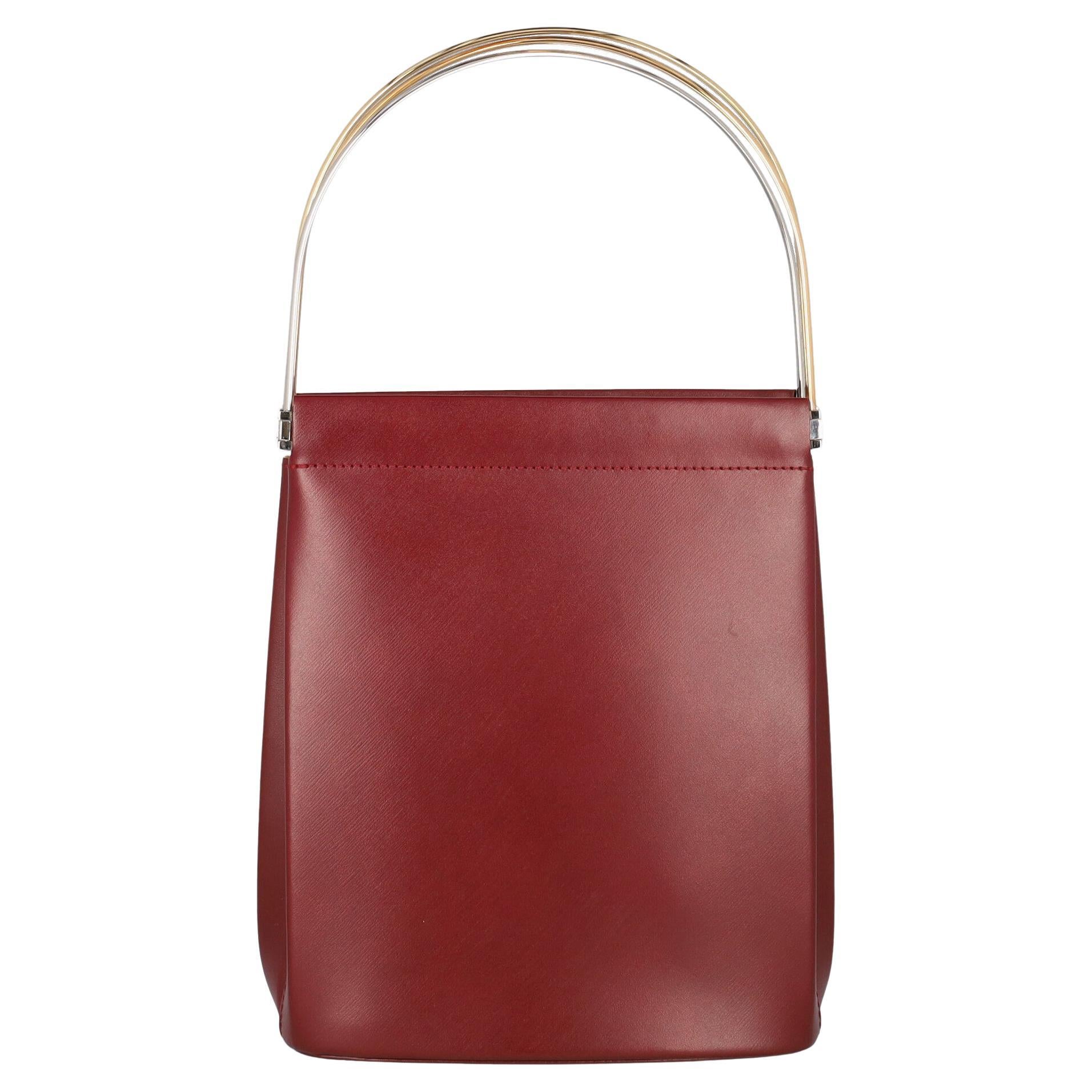 Cartier Women Handbags Burgundy Leather  For Sale