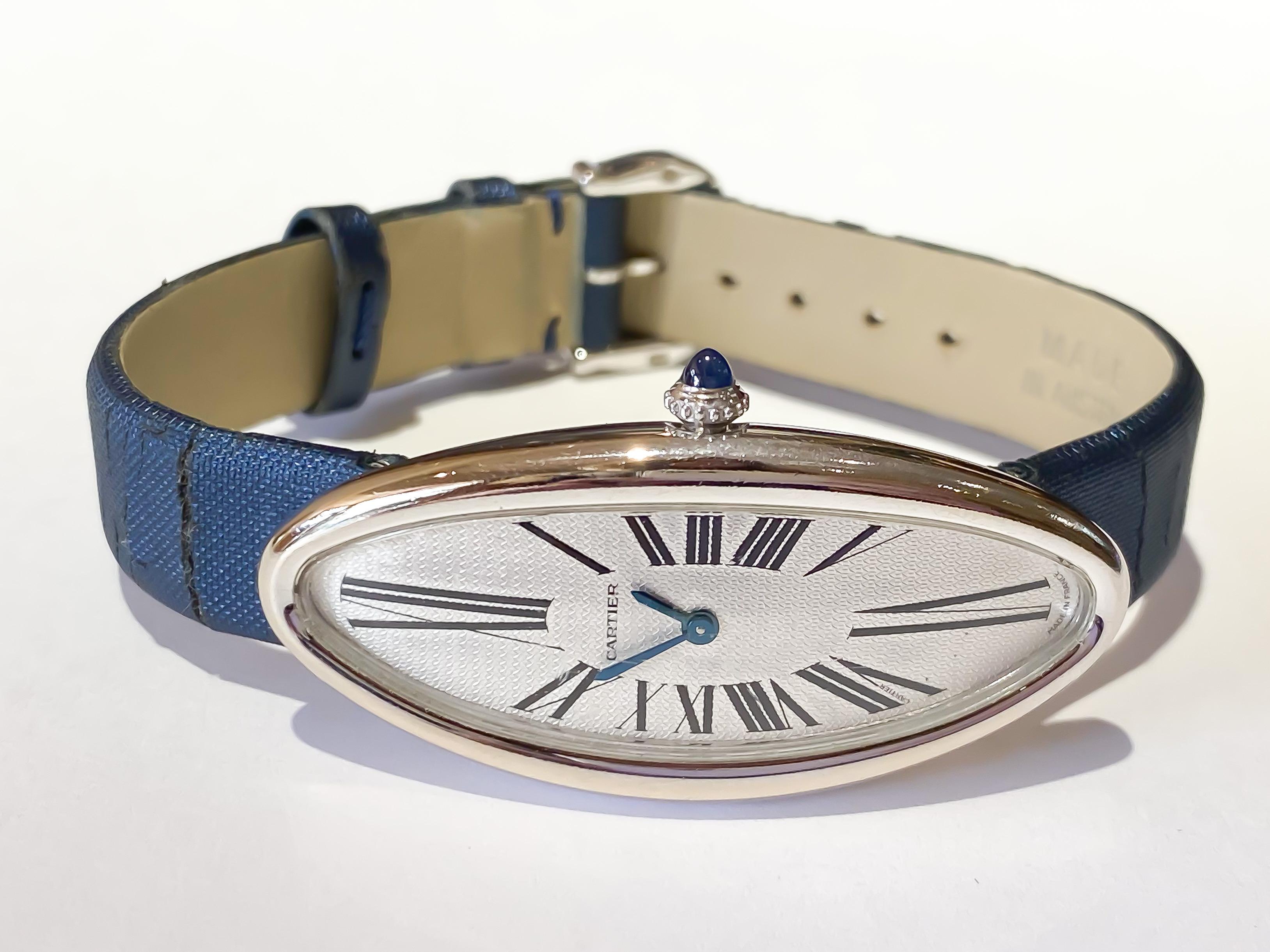 Cartier Women's Baignoire Allongee 18 Karat White Gold Mechanical Watch 7