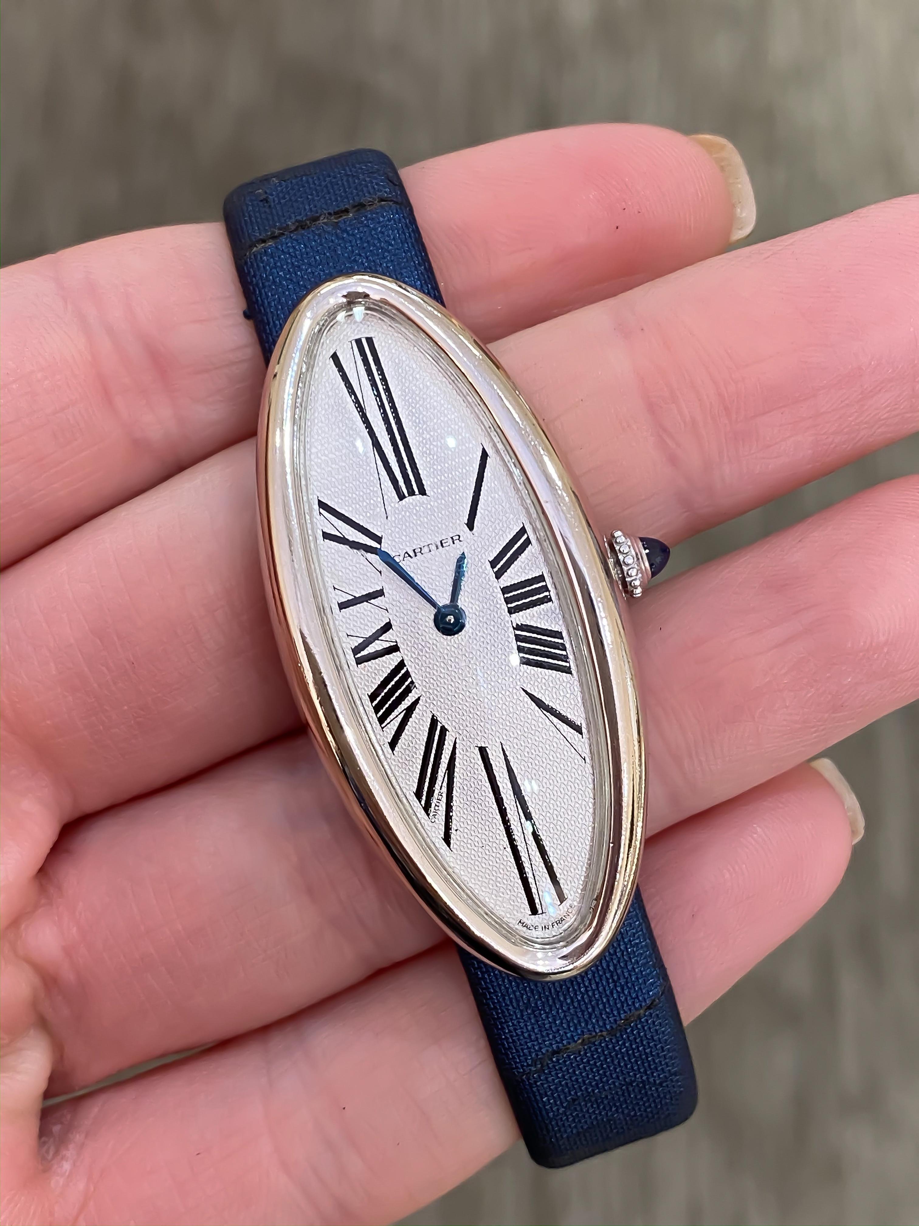 Cartier Women's Baignoire Allongee 18 Karat White Gold Mechanical Watch 10