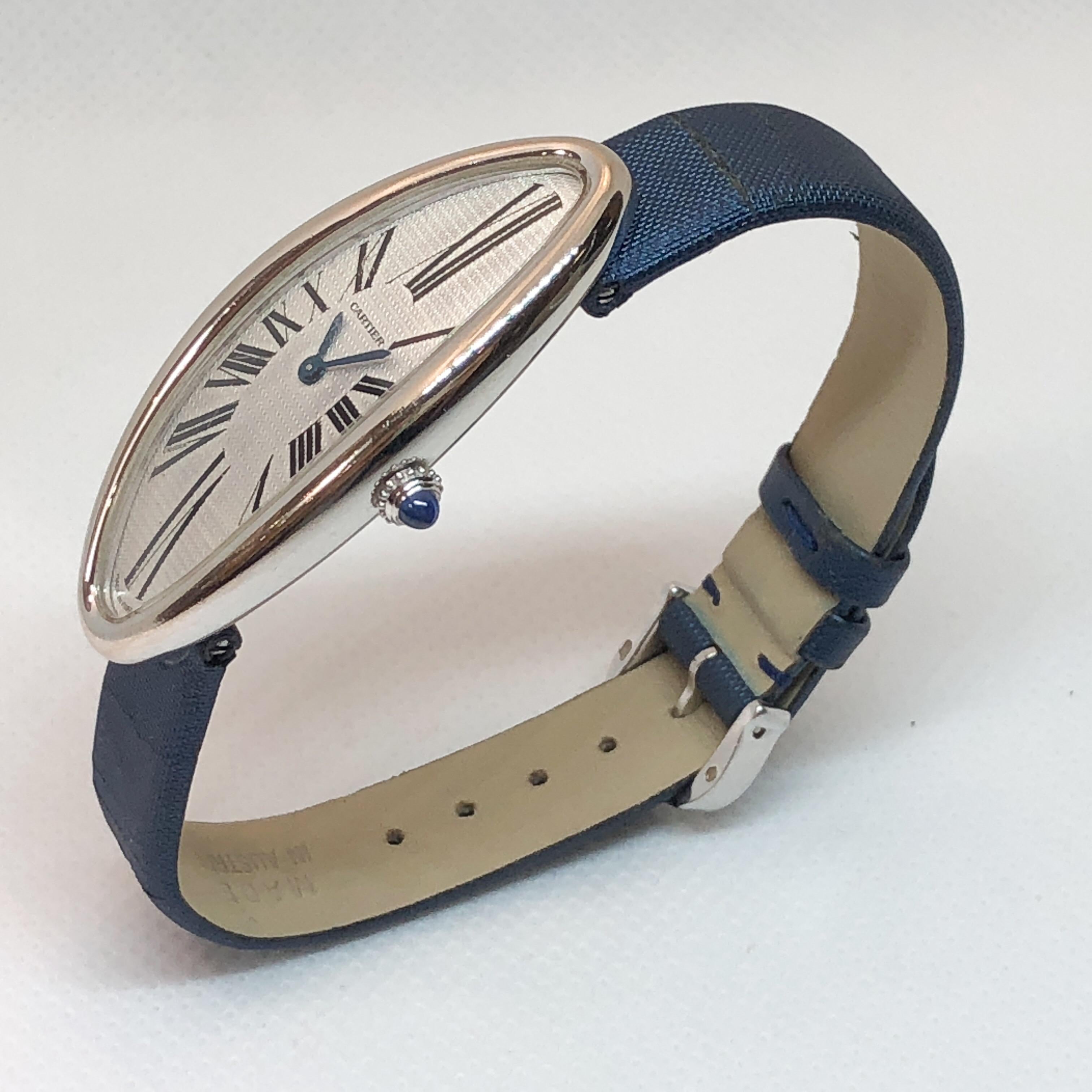 Cartier Women's Baignoire Allongee 18 Karat White Gold Mechanical Watch 1