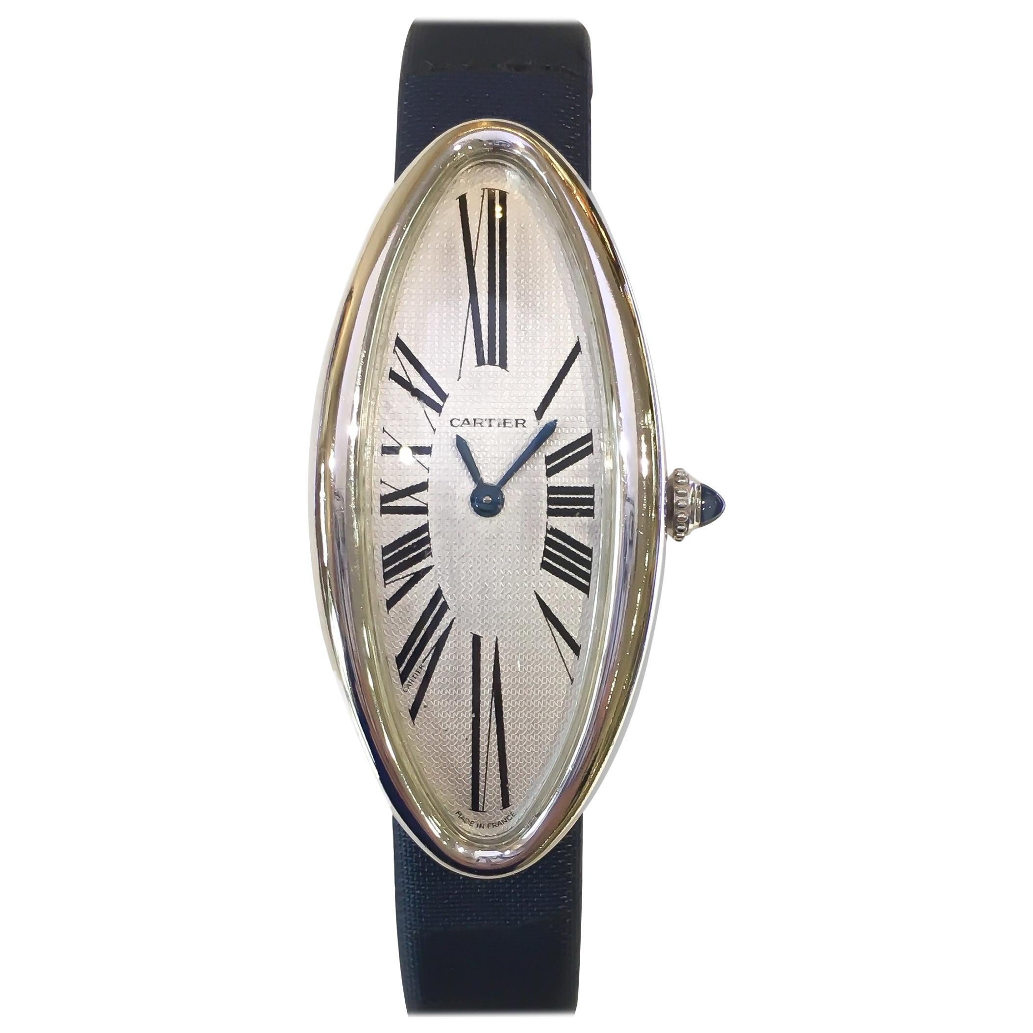 Cartier Women's Baignoire Allongee 18 Karat White Gold Mechanical Watch