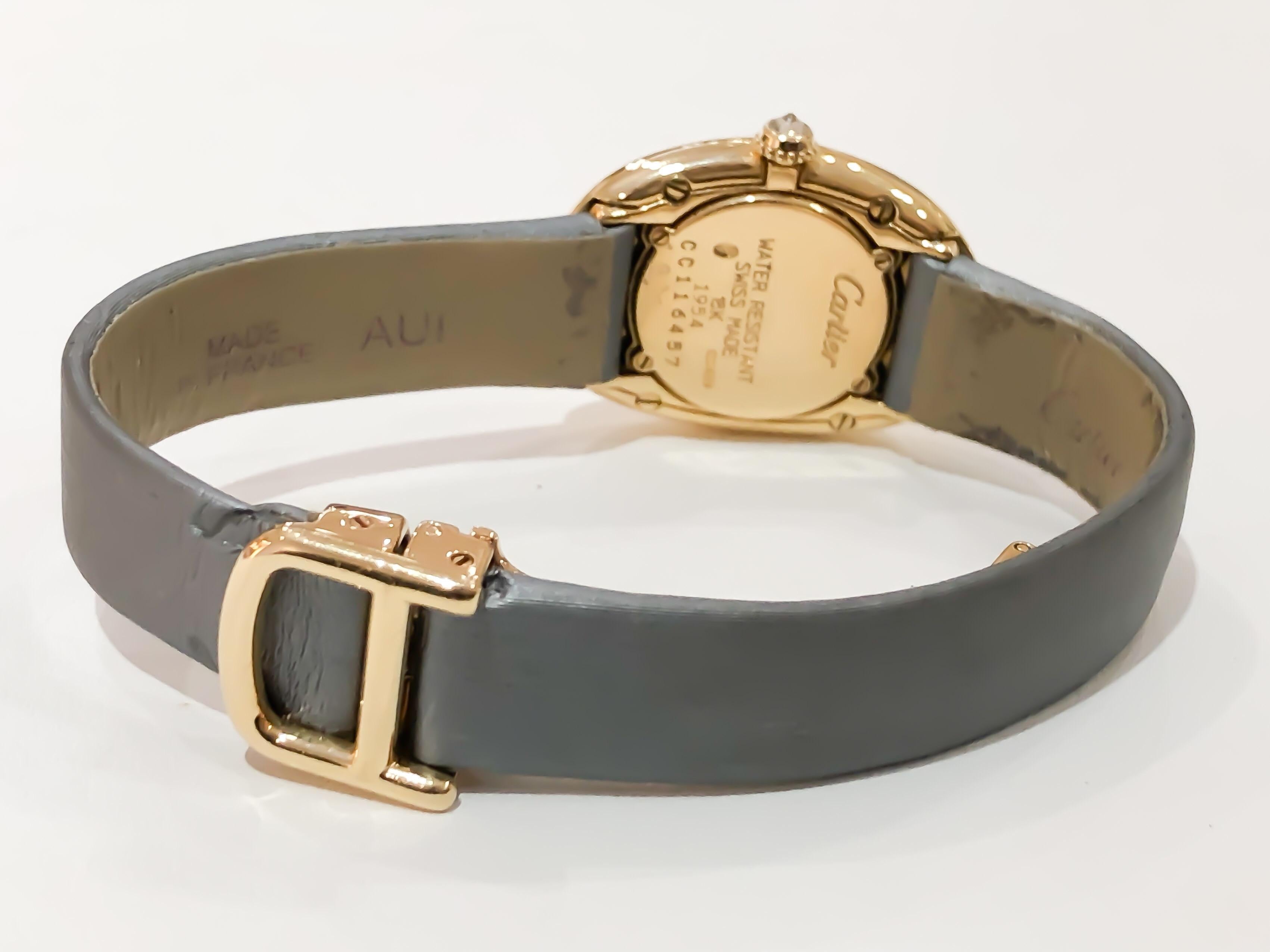 Round Cut Cartier Women's Baignoire Solid 18 Karat Yellow Gold Diamond Watch