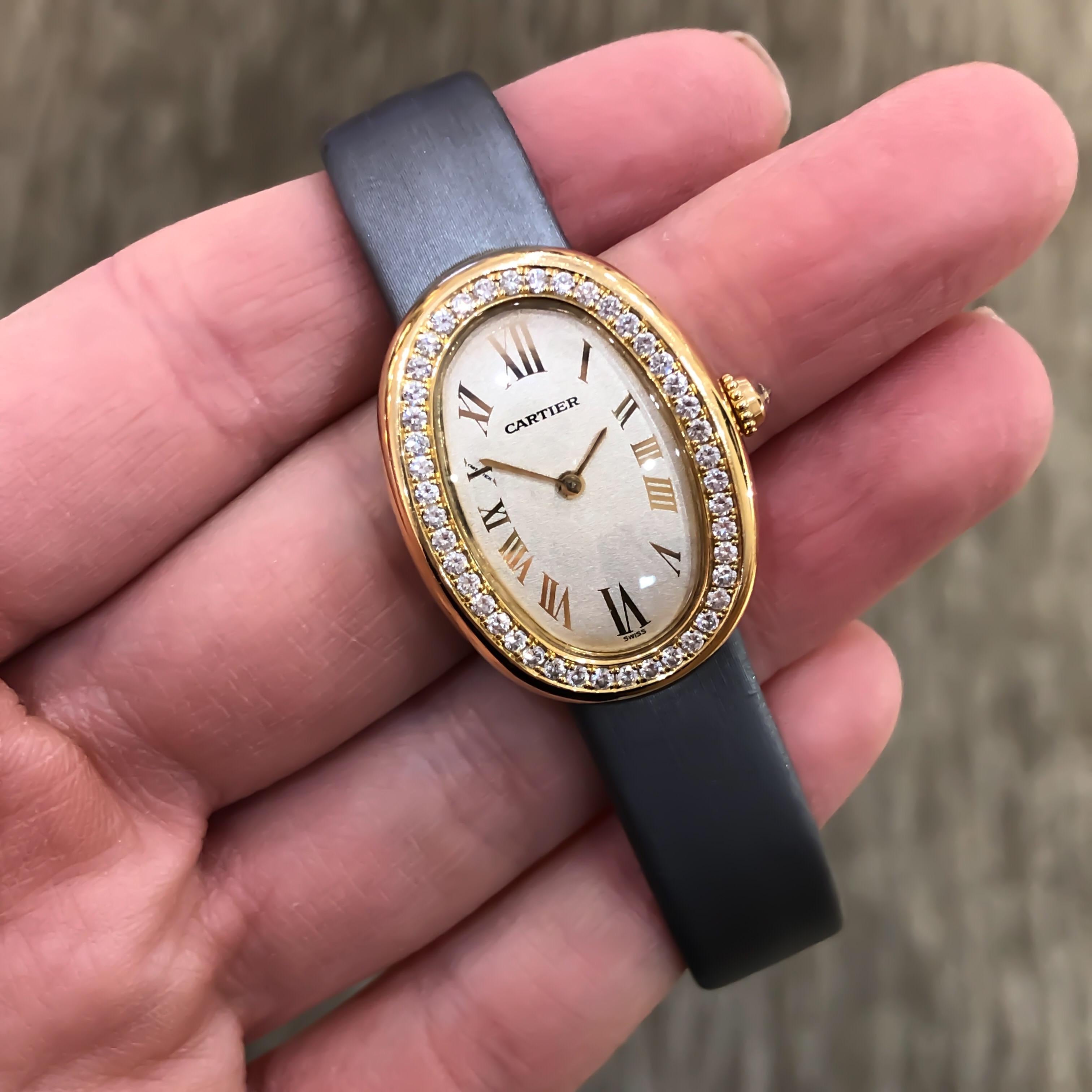 Cartier Women's Baignoire Solid 18 Karat Yellow Gold Diamond Watch 1