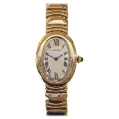 Retro Cartier Women's Baignoire Solid 18 Karat Yellow Gold Watch