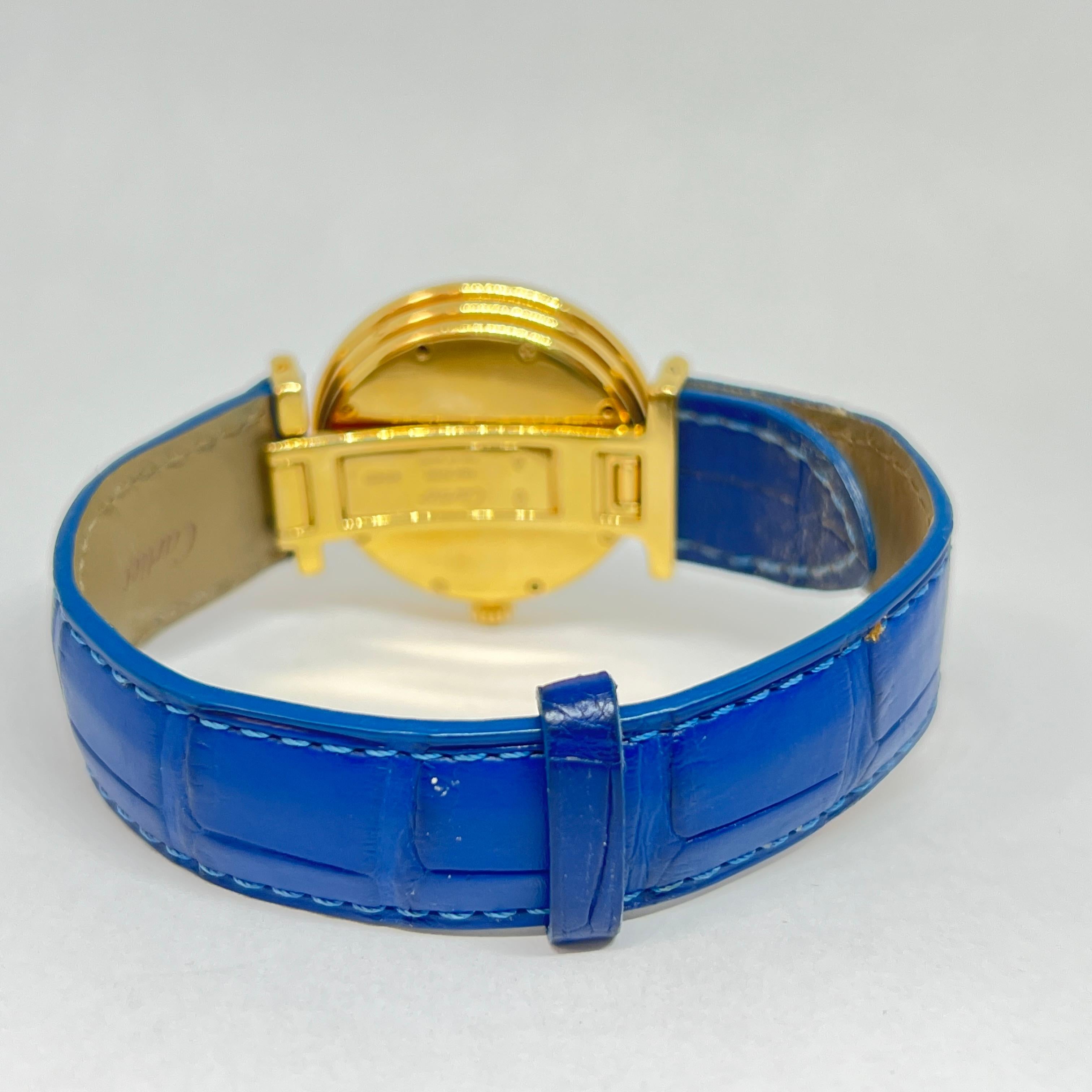 Cartier Women's Blue Bi-Plan 18 Karat Yellow Gold Vendome Mechanical Watch 4
