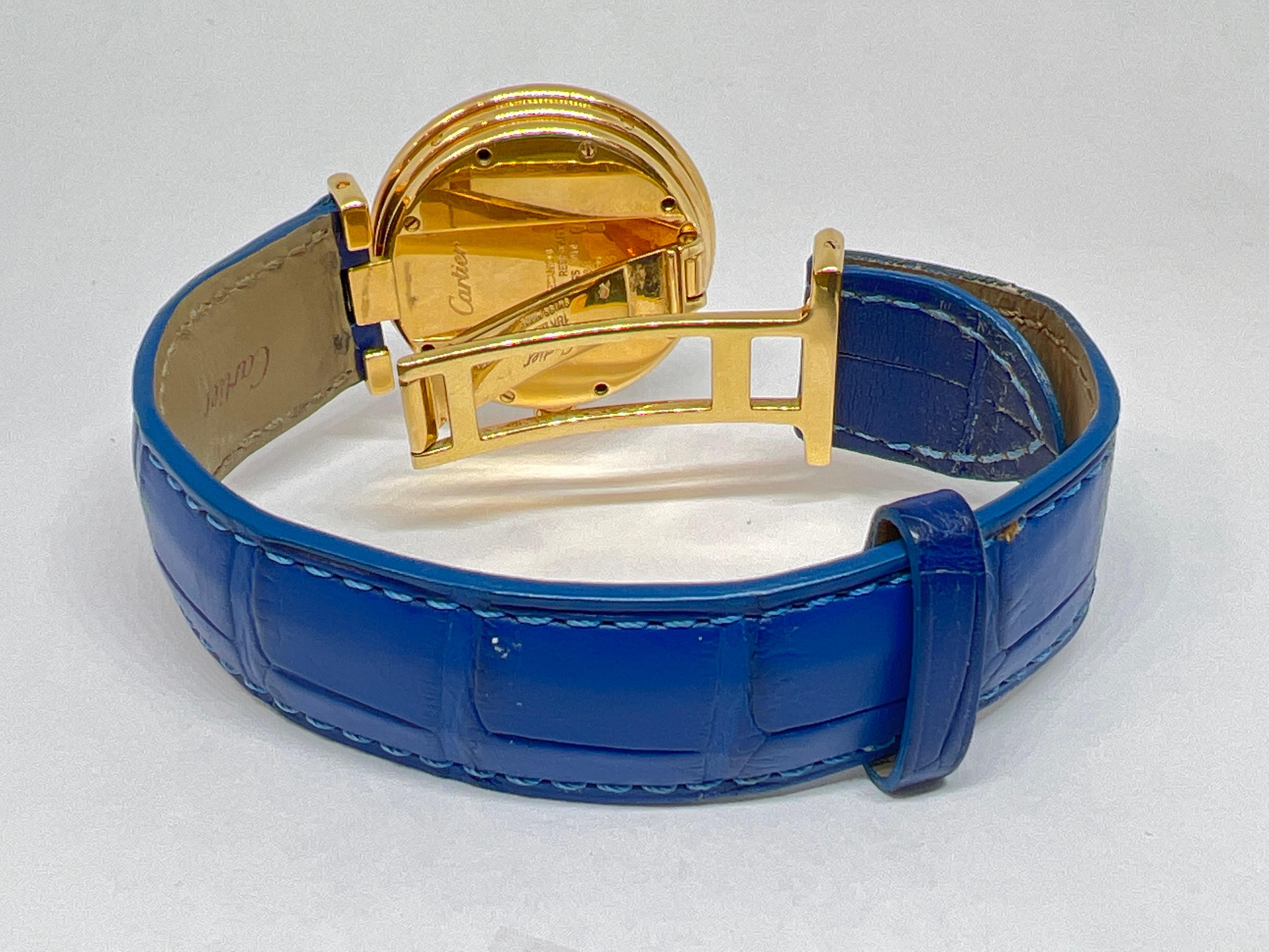 Cartier Women's Blue Bi-Plan 18 Karat Yellow Gold Vendome Mechanical Watch 7