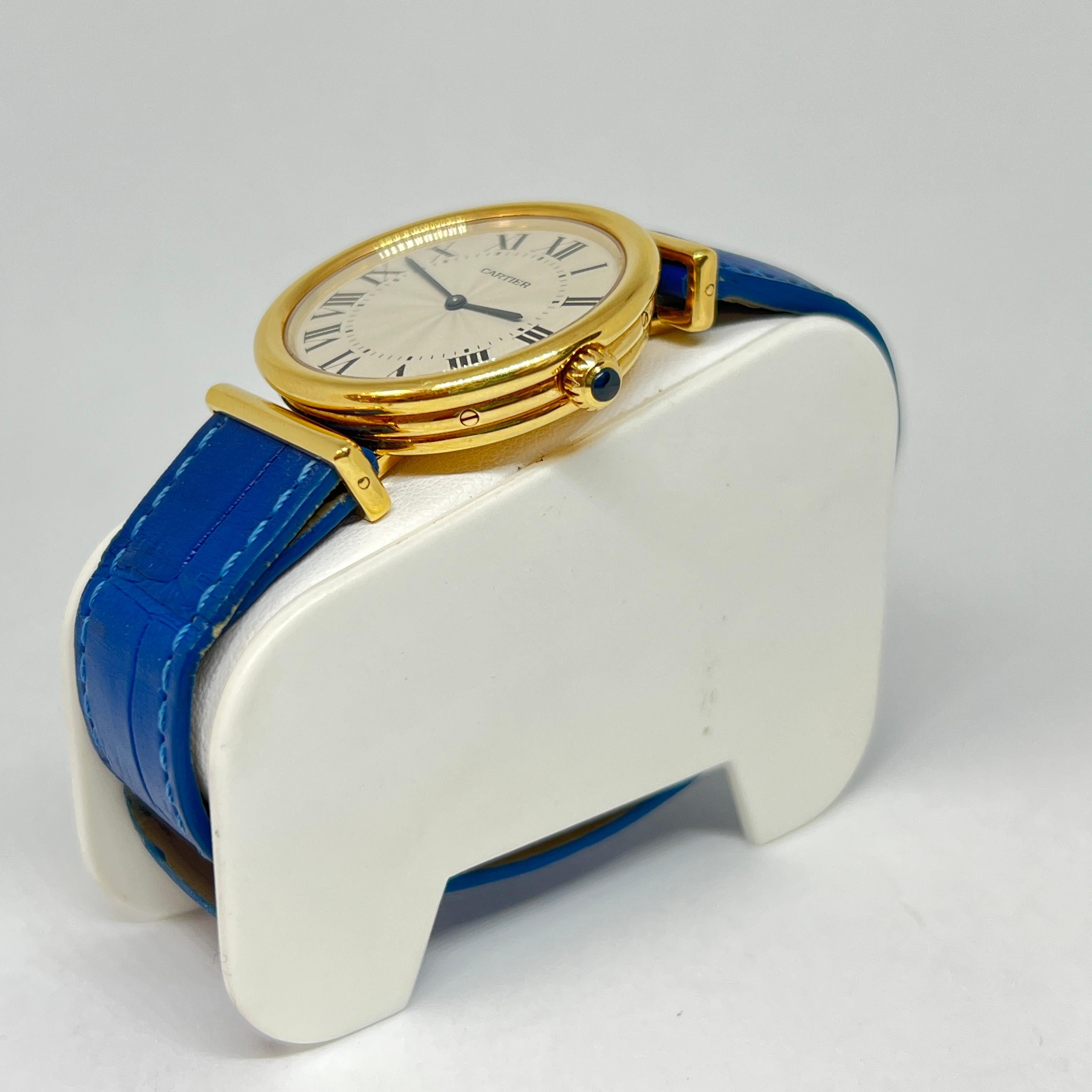 Cartier Women's Blue Bi-Plan 18 Karat Yellow Gold Vendome Mechanical Watch 2