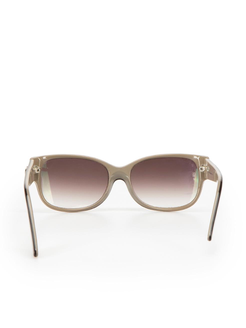 Gray Cartier Women's Brown Rectangular Gradient Lens Sunglasses