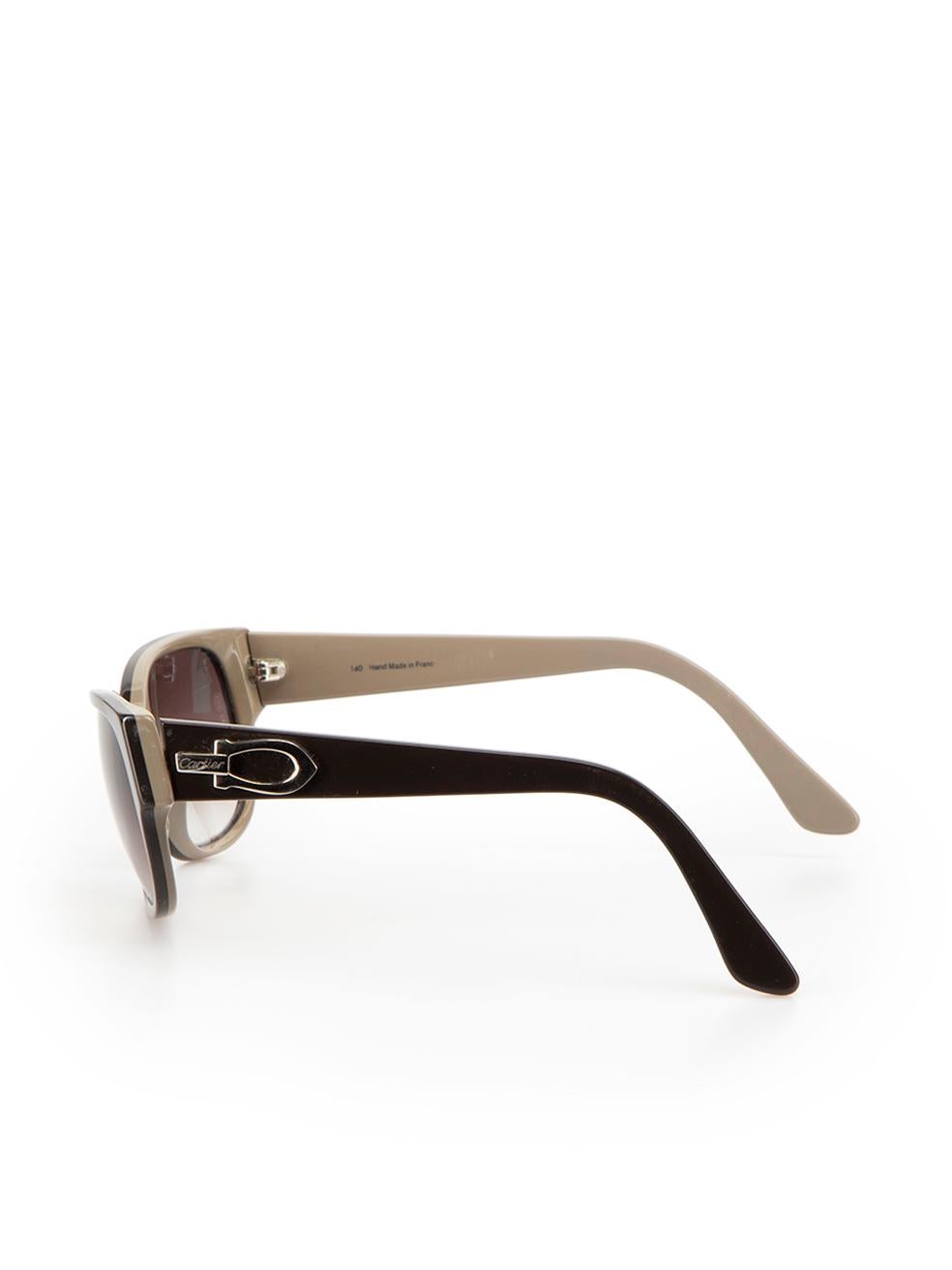 Cartier Women's Brown Rectangular Gradient Lens Sunglasses In Good Condition In London, GB