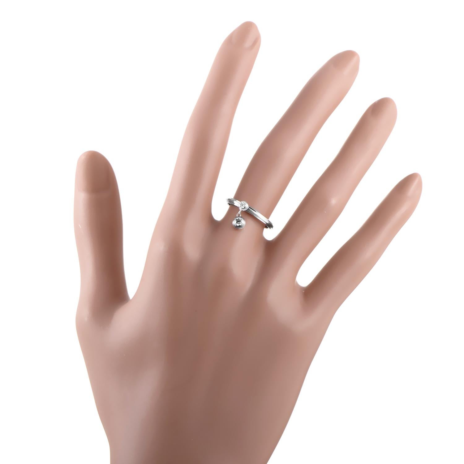 Cartier Women's Diamants Légers 18 Karat White Gold Diamond Charm Ring In Excellent Condition In Southampton, PA