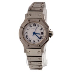 Cartier Women's Stainless Steel Round Santos Automatic Watch w/ Box and Papers