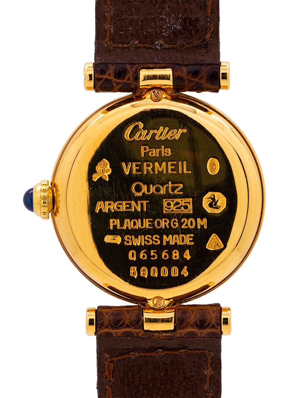 Cartier Women’s Vendome Tank Vermeil Watch, circa 1990s In Excellent Condition For Sale In West Hollywood, CA