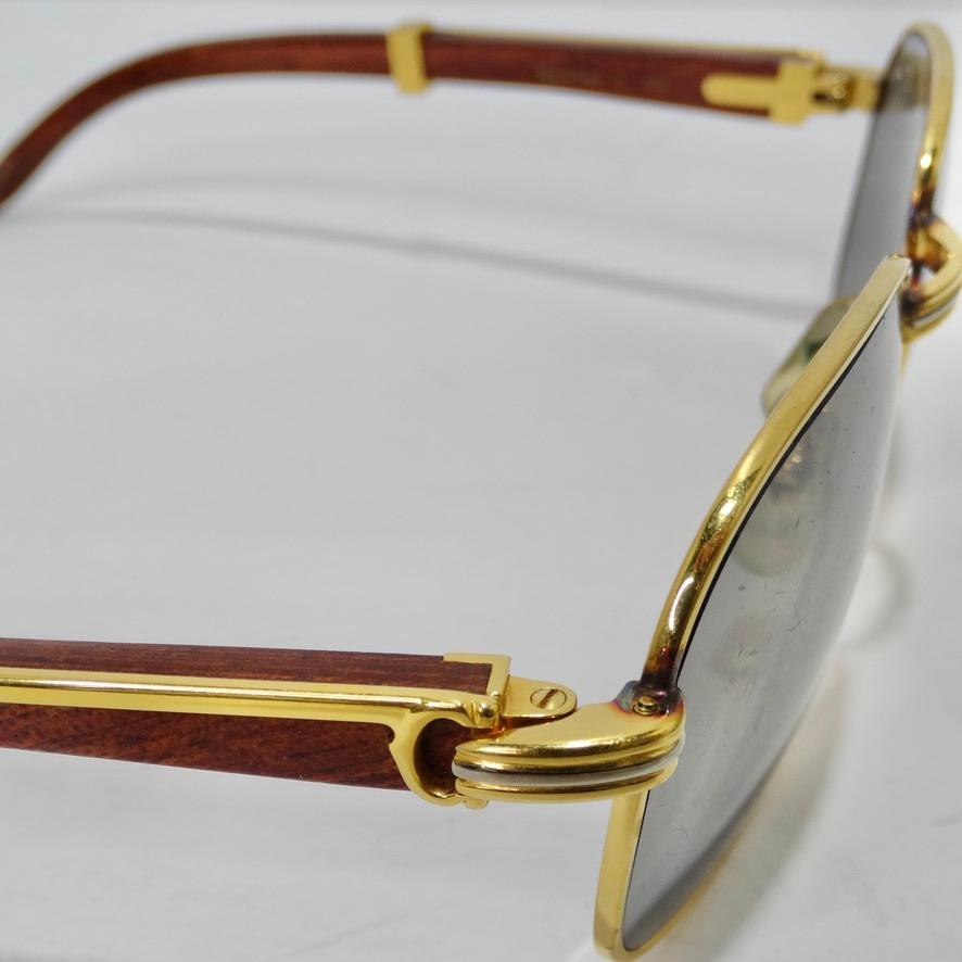 Cartier Wood Monceau Gold & Wood Sunglasses Circa 1990 6