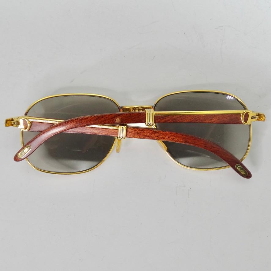 Cartier Wood Monceau Gold & Wood Sunglasses Circa 1990 10