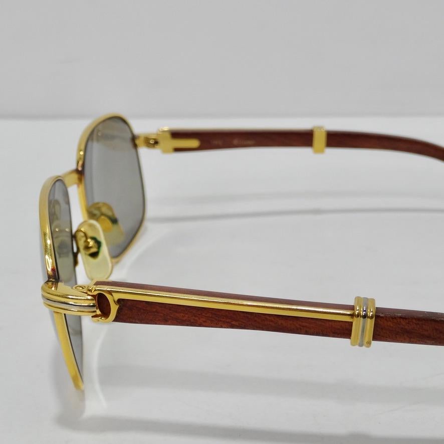 Cartier Wood Monceau Gold & Wood Sunglasses Circa 1990 3