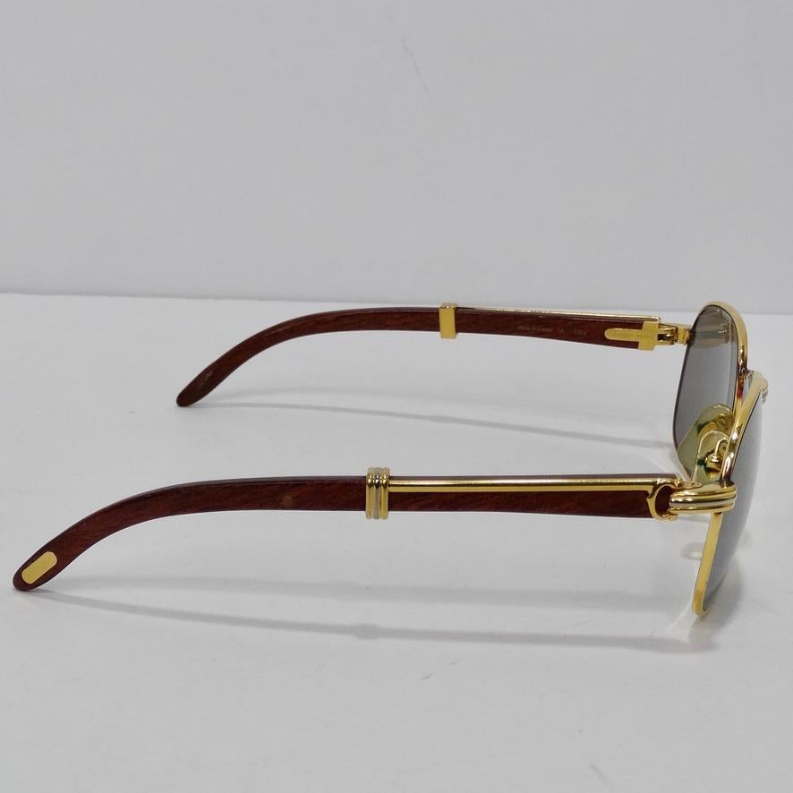 Cartier Wood Monceau Gold & Wood Sunglasses Circa 1990 4