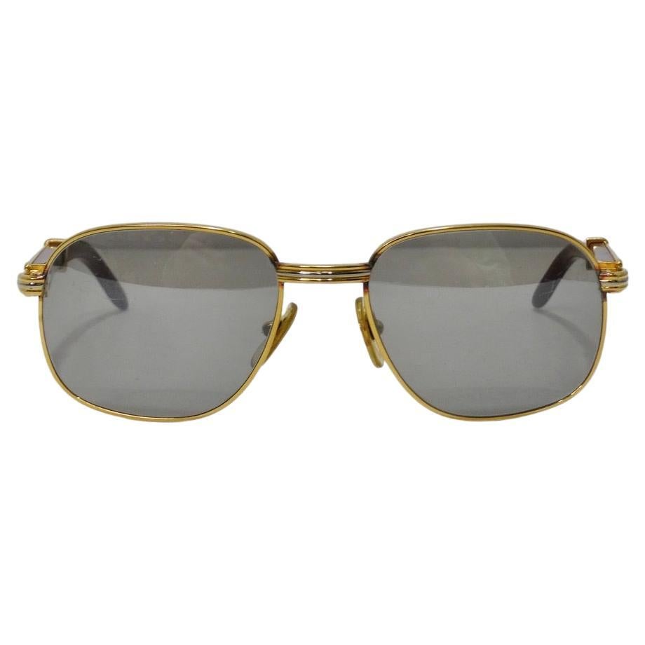 Cartier Wood Monceau Gold and Wood Sunglasses Circa 1990 at 1stDibs