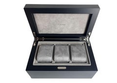 Cartier Wrist Watch Art Deco Design Black Lacquered Storage Case Suede Inlay